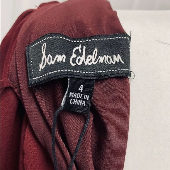 SAM EDELMAN NWT Bell Sleeve A-Line Dress Burgundy Red 4 - Picture 12 of 14
